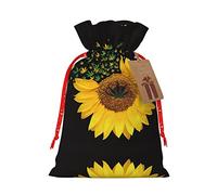 Weed With Sunflower Christmas Drawstring Linen Gift Bag Storage Bag Suitable For Christmas Birthday Gift Packaging