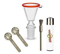 Weedness Bong Cabeza de Vidrio 18,8 mm con Borde Rojo Juego de 4 piezas - Adaptador de Cabeza Chillum Accesorios