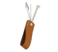 Weedness Bong & Pipa de 8 cm de metal y cuero marrón - Juego de cubiertos para pipas limpiadores de pipas estuche accesorios coladores