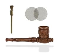 Weedness Pipa de Madera Marrón 10 cm Juego de 3 - Madera de Ébano Pipa de Tabaco Pipa de Madera Pipa para Fumar