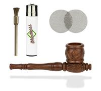 Weedness Pipa de Madera Marrón 10 cm Juego de 4 - Madera de Ébano Tabaco Pipa Pipa de Madera Fumar