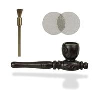 Weedness Pipa de Madera Negra 10 cm Juego de 3 - Madera de Ébano Tabaco Pipa Pipa de Madera Fumar