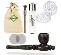 Weedness Pipa de Madera Negra 10 cm Juego de 6 - Madera de Ébano Pipa de Tabaco Pipa de Madera Pipa para Fumar