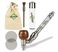Weedness Pipa de rosca inclinada de 13 cm de metal, plástico y madera, juego de 5 piezas - Pipa de tabaco con rosca, pipa para esmoquin, pipa pequeña y elegante