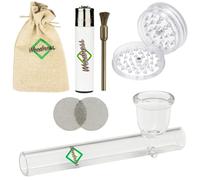 Weedness Pipa de vidrio 10 cm con hoja conjunto de 6 piezas - pipa de tabaco Kawumm pipa fumar pipa de vidrio