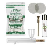 Weedness Silbato de cristal para filtro de carbón activo de 14 cm, juego de 5 piezas - Pipa de tabaco con rosca para fumar de viaje, pipa pequeña y elegante