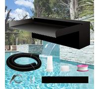 Weejian Derramadero de cascada de piscina para estanques de jardín, kit de fuente de acero inoxidable para decoración de interiores y exteriores, 30 x 20 x 10 cm, función de agua negra para patio,