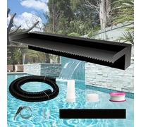 Weejian Derramadero de cascada de piscina para estanques de jardín, kit de fuente de acero inoxidable para decoración de interiores y exteriores, 60 x 20 x 10 cm, función de agua negra para patio,