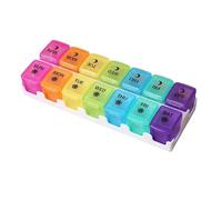 Week Pill Organizer, Anti-Moisture Dispenser, 14 Compartments with Detachable Design, Compact Box with AM PM Labels, Medicine Care Accessory, Handy Aid for Elderly Kids Men Purse Pocket Home Fridge