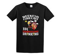 Weekend Forecast BBQ Ing Drink Camiseta Black Graphic Unisex Tee Shirt, Negro , 3XL