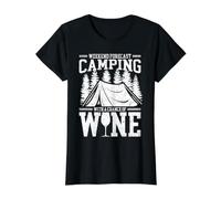 Weekend Forecast Camping with A Chance of Wine Camiseta gráfica económica, Mujer, Negro, S