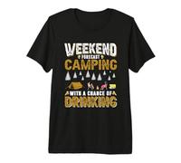 Weekend Forecast Camping with A Change of Drinking Camper Camiseta Premium