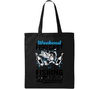 Weekend Forecast Fishing with A Chance of Drinking - Bolsa de algodón ecológico natural, color negro, Black, Talla única