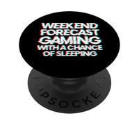 Weekend Forecast Gaming with A Chance of Sleeping EDM Glitch PopSockets PopGrip Adhesivo
