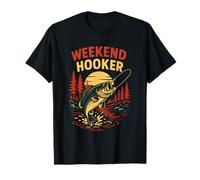 Weekend Hooker Funny Hombres Vintage Big Mouth Bass Fishing Camiseta