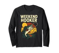 Weekend Hooker Funny Hombres Vintage Big Mouth Bass Fishing Manga Larga