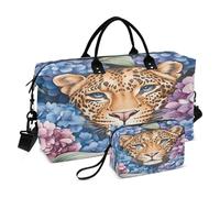 Weekender Bags - Bolsa de viaje para gimnasio, bolsa de transporte de leopardo con bolsa de aseo para avión, viajes, gimnasio, yoga, leopardo, Talla única, moda