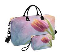 Weekender Bags - Bolsa de viaje para gimnasio, diseño de tulipán y arcoíris, bajo luces de neón, fondo lavado de acuarela, Mo William Line, Arttulip Rainbow, bolsa de mano con bolsa de aseo para avión
