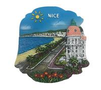 Weekinglo Souvenir Baie Des Anges Niza Alpes Marítimos Francia Imán de Nevera Resina 3D Artesanía Hecha A Mano Turista Ciudad de Recuerdos de Recuerdos Carta de Refrigerador Etiqueta
