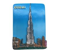 Weekinglo Souvenir Imán de Nevera Burj Khalifa Tower Dubai 3D Resina Artesanía Hecha A Mano Turista Viaje Ciudad Recuerdo Carta Carta Refrigerador