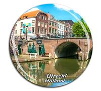 Weekino Canales Área Utrecht Países Bajos Holanda Imán de Nevera Cristal 3D Cristal Ciudad Turística Recuerdo de Viaje Colección Regalo Fuerte Refrigerador Etiqueta