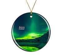 Weekino Islandia Aurora Decoración de Navidad Árbol de Navidad Adorno Colgante Ciudad Viaje Colección de Recuerdos Porcelana 2.85 Pulgadas