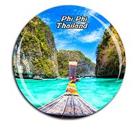 Weekino Maya Bay Phi Phi Islands Tailandia Imán de Nevera Cristal de Cristal 3D Ciudad Turística Recuerdo de Viaje Colección Regalo Fuerte Etiqueta Engomada del refrigerador