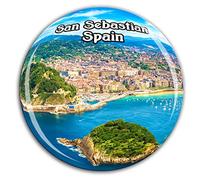 Weekino Monte Urgull San Sebastián España Imán de Nevera Cristal 3D Cristal Ciudad Turista Recuerdo de Viaje Colección Regalo Fuerte Refrigerador Etiqueta