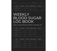 Weekly Blood Sugar Log Book: Weekly Glucose Tracker for Diabetes | Before & After Meal Log | 6x9 Health Journal