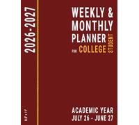 Weekly College Student Planner 2026-2027: Large, Vertical Layout with Hourly Times for University and Homework, Academic Year 26-27, 8.5 x 11, Red