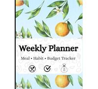 Weekly Meal Planner Notebook and Habit Tracker & Budget Planner - 8.5x11 Large Print(140 Pages) : 45 W ood Diary with Shopping List, Daily/Weekly ... Log, and Expense Tracker for Money Management