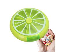 Weekly Pill Dispenser - Portable Round Pill Storage Box, Weekly Pill Case