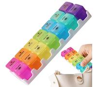Weekly Pill Organizer - 14 Compartment Anti-Moisture Tablets Sorter With Detachable Boxes, Compact Travel Pill Storage Case, 7-Day Morning Evening Pills Holder | For Elderly Kids Men Women Pocket