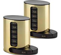 Weekly Pill Organizer - 2Pack - 4 Times-A-Day, Daily Stackable Medication Reminder - Weekly AM/PM Pill Box with 7 Individual Stacking Cases, a Everyday Medicine Organizer for Vitamins, Black & Gold