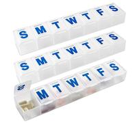 Weekly Pill Organizer - 7-Day Pill Planner Extra Large Pill Planner and Daily Pill Organizer and Medicine Reminder, Monday to Sunday Compartments - BPA Free - Travel Pill Box Case (Pack of 3)