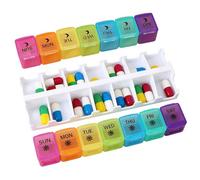 Weekly Pill Organizer - Anti Moisture Tablet Sorter, 14 Detachable Compartment Compact AM PM Pill Box, Medicine Organizer for Elderly Kids Men Women, Portable Purse Pocket, Daily Medication Box