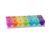 Weekly Pill Organizer - Anti Moisture Tablets Sorter | 14 Detachable Compartments Compact AM PM Medicine Box for Elderly Kids Men Women Purse Pocket Home Fridge Afternoon Daily Supplement Storage