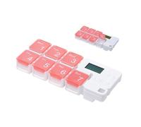 Weekly Pill Organizer - Battery Operated Smart Reminder Storage | 7 Day Pill Organizer Case For Home School | Road Trip Men Women Kids Elderly | 17.2x7.3x2.5cm ABS PP 4 Alarm Clocks Large Compartment