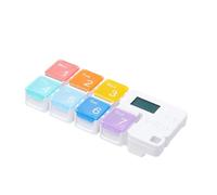 Weekly Pill Organizer - Battery Operated Smart Reminder Storage | 7 Day Pill Organizer Case For Home School | Road Trip Men Women Kids Elderly | 17,2 x 7,3 x 2,5 cm ABS PP 4 Alarm Clocks Large