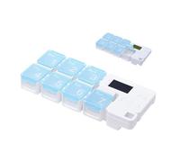 Weekly Pill Organizer - Battery Operated Smart Reminder Storage | 7 Day Pill Organizer Case For Home School | Road Trip Men Women Kids Elderly | 17.2x7.3x2.5cm ABS PP 4 Alarm Clocks Large Compartment