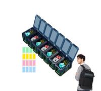 Weekly Pill Organizer, Detachable Daily Pill Box, Airtight Medicine Dispenser, Label Slots for Medication Management, Anti-Moisture Holder, Portable Storage, (Black&White/Green)