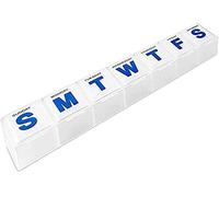 Weekly Pill Organizer - Extra Large Pill, Medicine, Vitamin Organizer Box, Weekly, Daily Planner Container with Easy to Read Letters, BPA Free - Daily Travel 7 Day Medication Pill Box Case