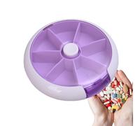 Weekly Pill Organizer - Round Medicine Storage Box with 7 Day Compartments,