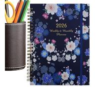 Weekly Planner Notebook - 0.59 inches Ring Binder Planner for Study Goals, Business Scheduling with Portable Design, Diary Organizer for Home Office Travel, PU Leather, Gift-Ready Use