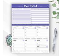 Weekly Planner Notepad Plan Ahead Be Productive Daily Premium Tear Off Made USA (Peri-Purple)