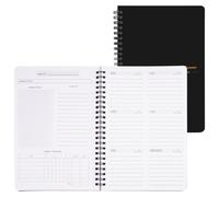 Weekly Planner Planificador Semanal A5, 14 x 21cm 52 Hojas Planificador Diario, Espiral Agenda Semanal Sin Fecha, Tapa Dura Agenda Diaria, para Mujer Hombre Oficina Escuela (Negro)