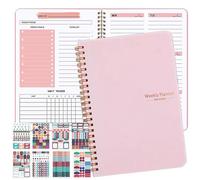 Weekly Planner Planificador Semanal A5 Carpeta sin Fecha 52 Páginas Planificador Semanal Calendario Estudiantil Lista de Tareas Planificador Diario Cuaderno en Espiral Bloc de Notas(Rosa)