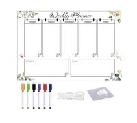 Weekly Planning Board - Acrylic Calendar Organizer, Wall-Mounted Dry-Erase Planner, Magnetic Writing Surfaces | Includes Six Color Markers, Glass Sheet, Easy Install Acrylic Board For Office, Bedroom