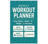 Weekly Workout Planner Notebook Track Meals, Water, Weight, and Exercises with Ease: Stay motivated and monitor your fitness progress with structured, easy-to-use daily pages.