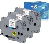 Weemay Paquete de 3 unidades compatibles TZe-221 de repuesto para cinta de etiquetas Brother P-Touch de 9 mm 0.35 laminada blanca TZe TZ TZ-221 TZ221 TZe221 3/8 etiqueta para impresora PTouch PTD210